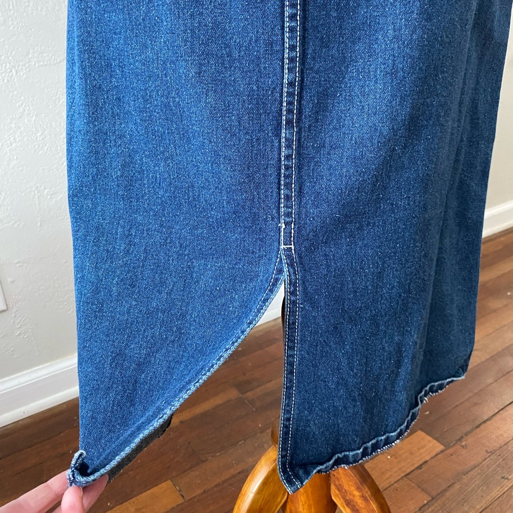 Vtg 70/80s Gitano Dark Wash Denim Jean Classic Western A-Line MIDI Skirt - Picture 9 of 11
